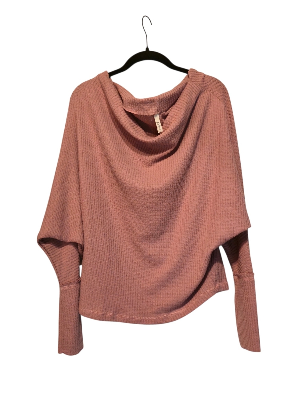 Elan Dusty Rose Waffle Knit Cowl Neck Sweater
